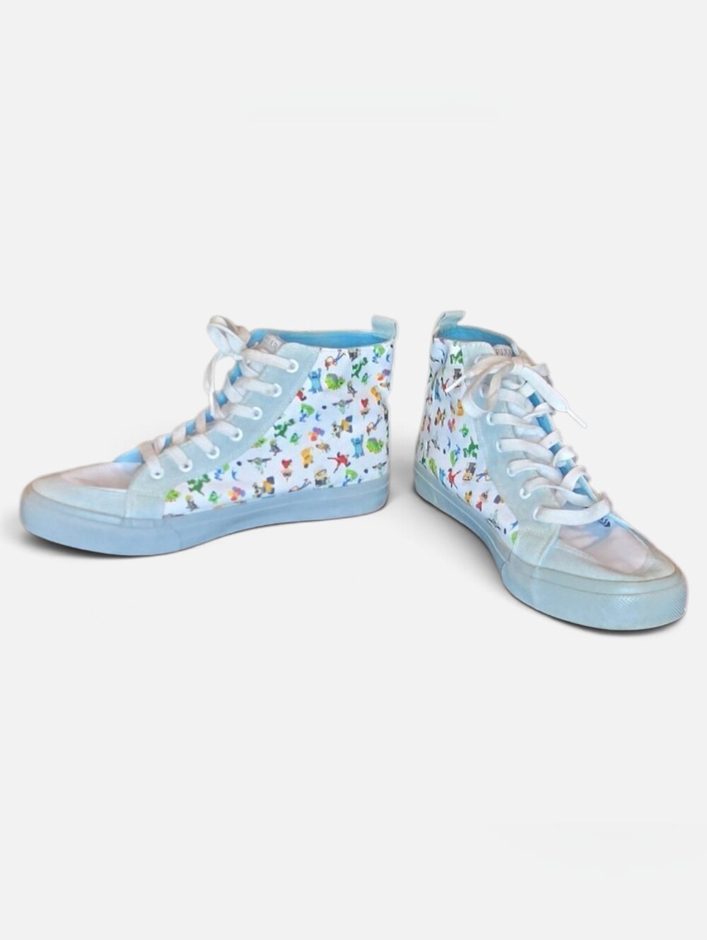 Light Blue High-Top Unisex Sneakers with Pixar Animation Print